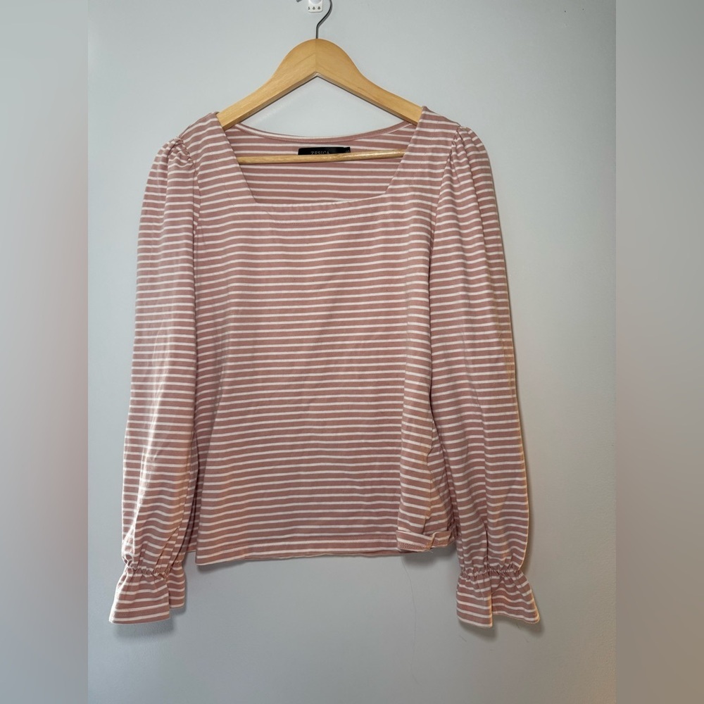 Elegant Striped Blouse in Soft Pink
